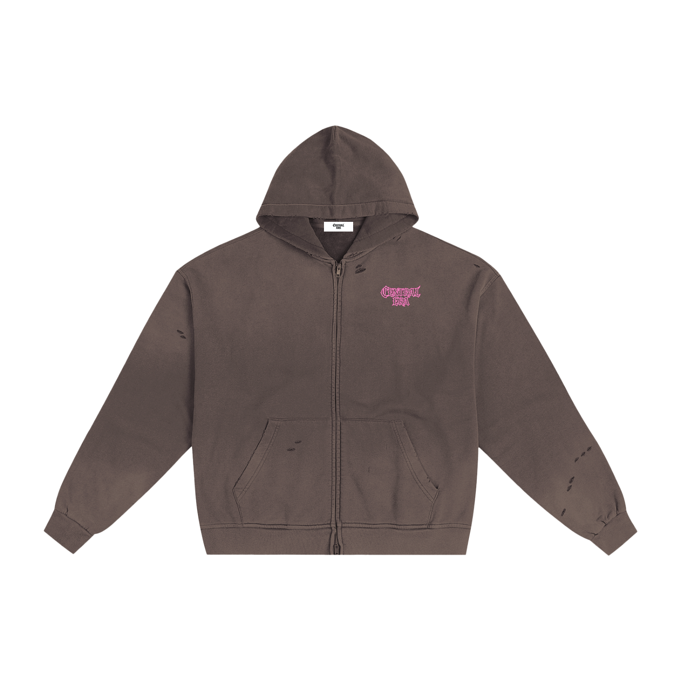 CENTRAL ERA Hand-Frayed Sunfade Zip Hoodie